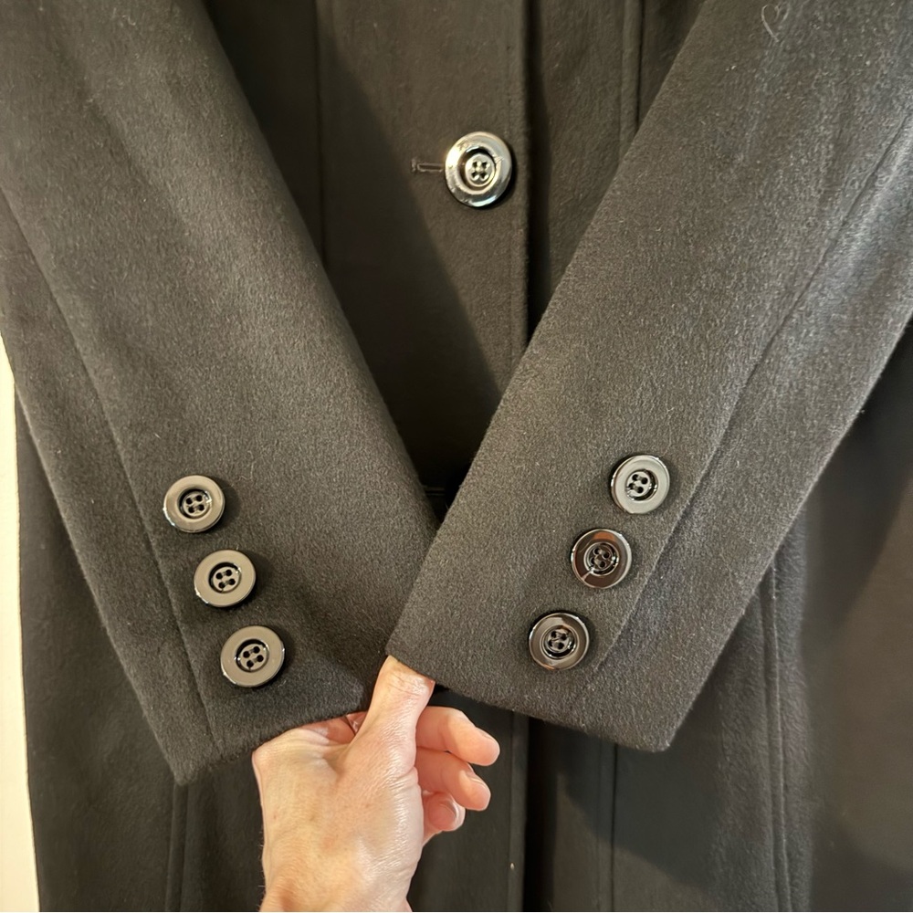 Sofia Cashmere Black Wool & Cashmere Blend Long Coat Size 10 Made in USA - Picture 5 of 9